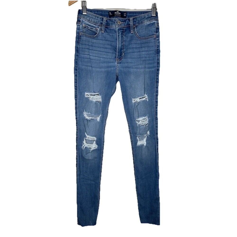 Hollister Juniors Size 5L W 27 L 30 High Rise Super Skinny Distressed Jeans